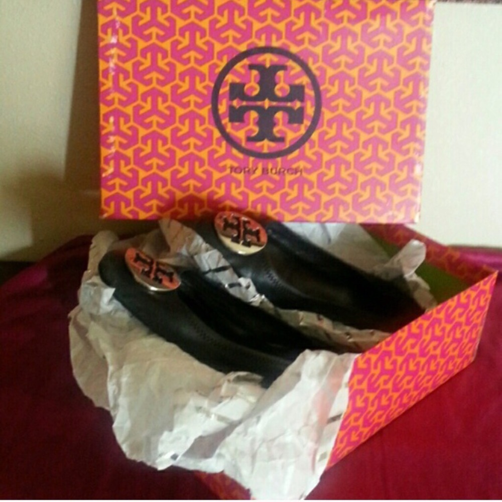 Tory Burch Reva Flats black leather